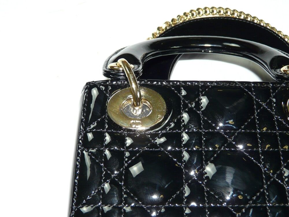 Mini Lady Dior Bag Black Patent Cannage Lambskin Certified by Rebag | MSRP $5500 - Picture 10 of 16